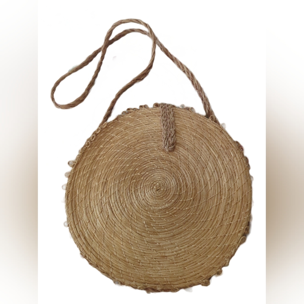 VINTAGE RATTAN ROUND SHOULDER HANDBAG - Picture 2 of 2